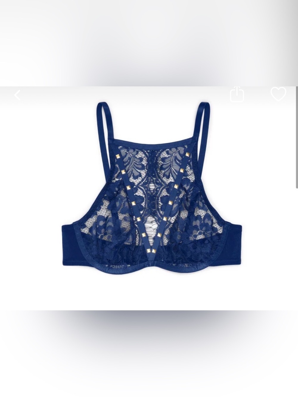 Adore Me Navy Lace High-Neck Underwire Bralette